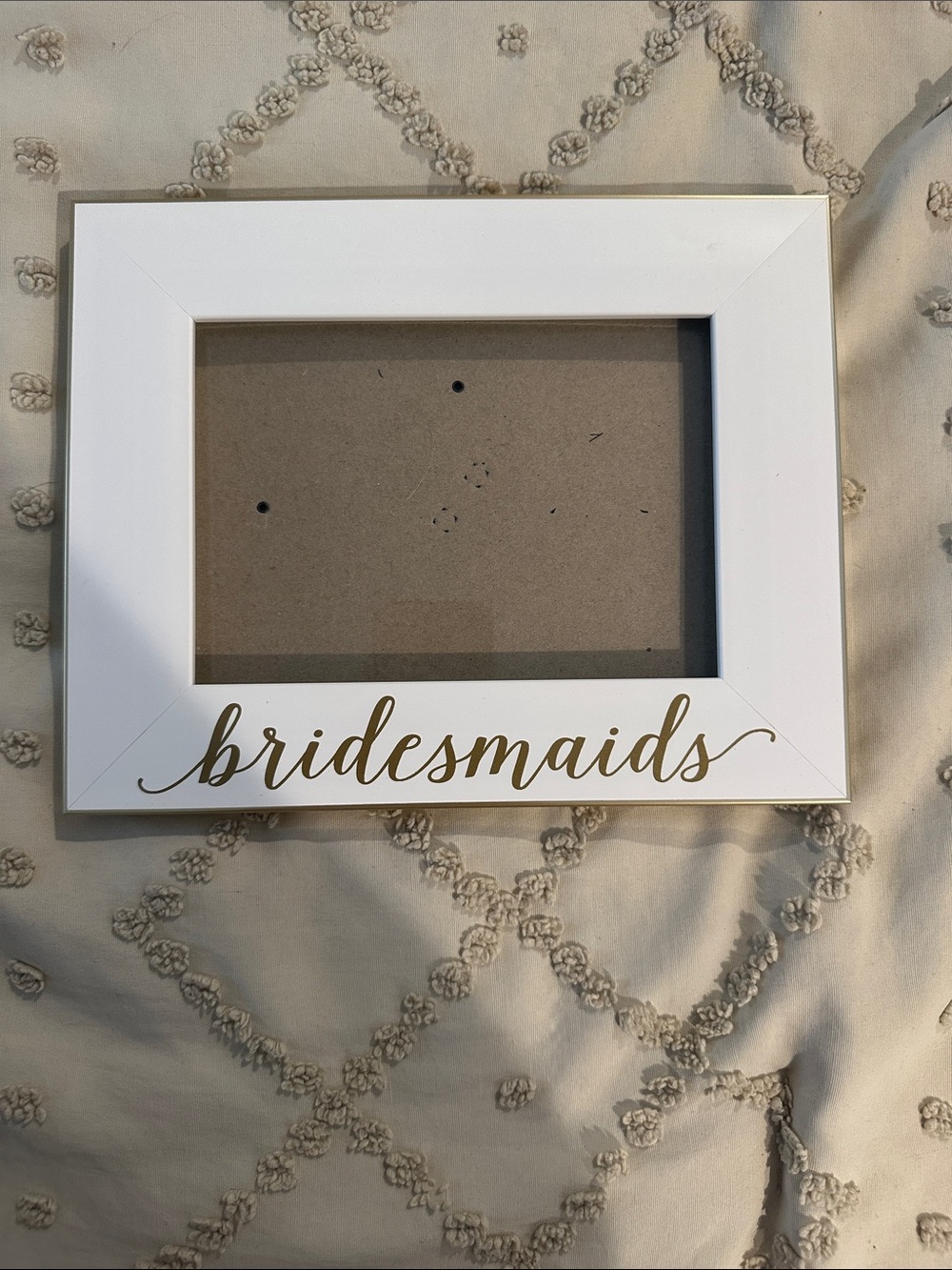Bridesmaids White Picture Frame with Gold Script